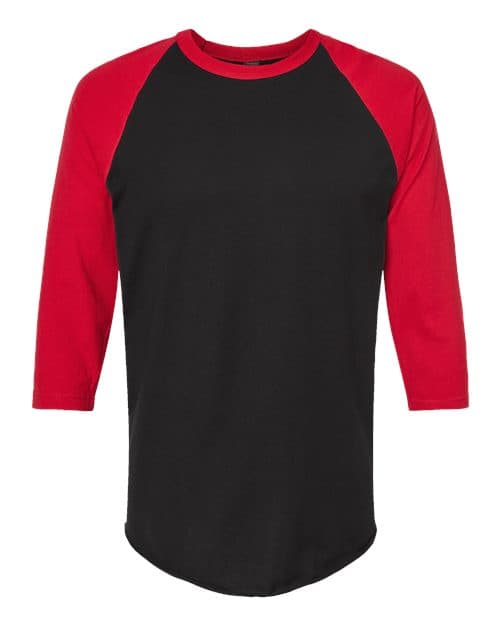 Unisex Fine Jersey Raglan T-Shirt — Black/ Red