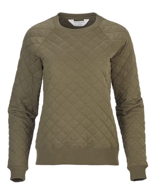Women's Quilted Crewneck Pullover — Olive