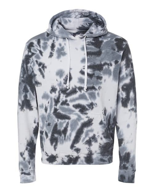 Men's Tie-Dyed Fleece Hooded Sweatshirt — Black Tie Dye