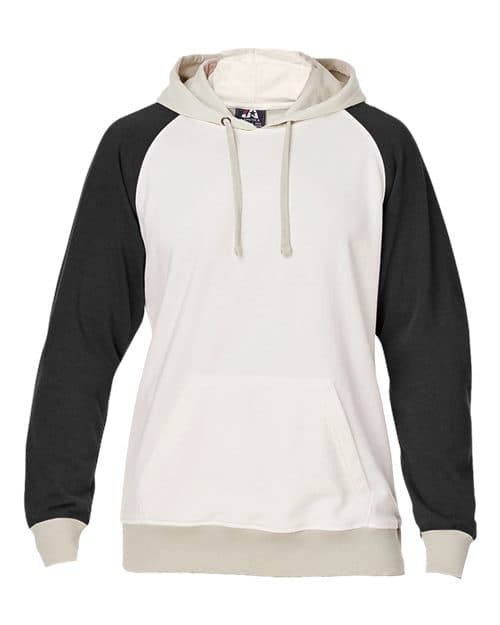 Unisex Vintage Tricolor Hooded Sweatshirt — Antique White/ Black