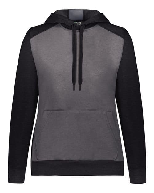 Women's Eco Revive™ Three-Season Triblend Fleece Hooded Sweatshirt — Carbon Heather/ Black