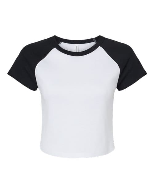 Women's Micro Rib Raglan Baby Tee — White/ Black