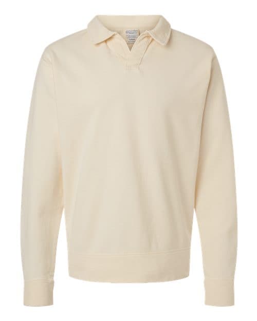 Unisex Garment-Dyed Polo Collar Sweatshirt — Parchment