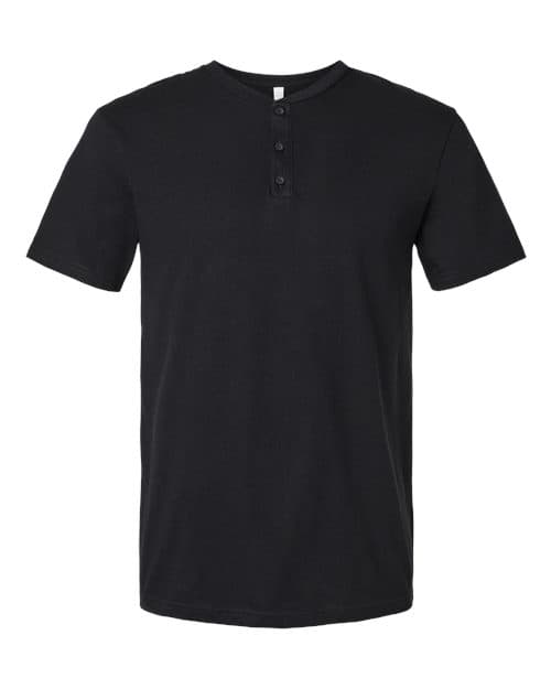 Unisex CVC Henley Tee — Black