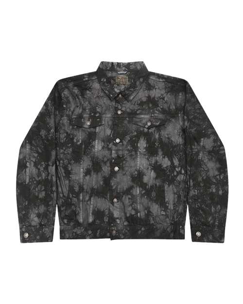Unisex Tie-Dyed Denim Jacket — Black Crinkle