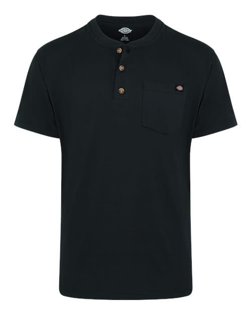 Men's Tall Heavyweight Traditional Short Sleeve Henley — Black