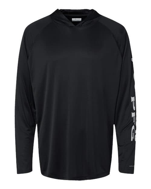 Men's PFG Terminal Tackle™ Hooded Long Sleeve T-Shirt — Black/ Cool Grey