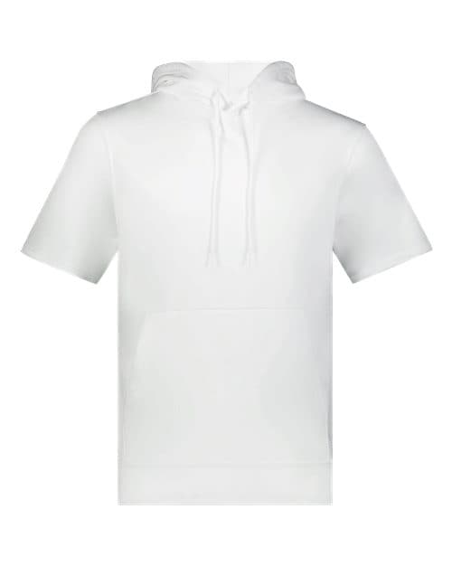 Unisex Fleece Short Sleeve Hooded Pullover — White