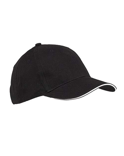 Brushed Twill Sandwich Cap — Black/ White