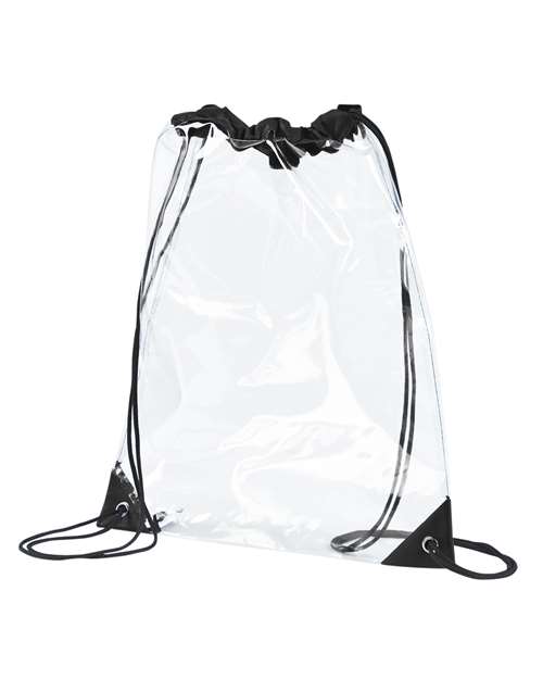PVC Clear Drawstring Bag — Black