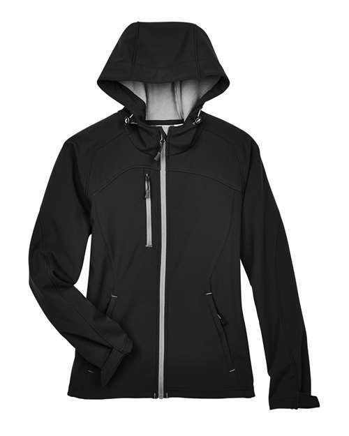 Women's Prospect Two-Layer Fleece Bonded Soft Shell Hooded Jacket — Black