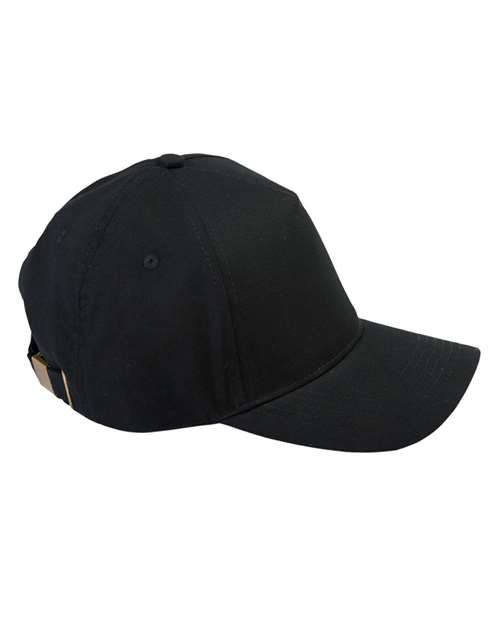 Five-Panel Brushed Twill Cap — Black
