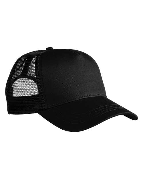 Five-Panel Trucker Cap — Black/ Black