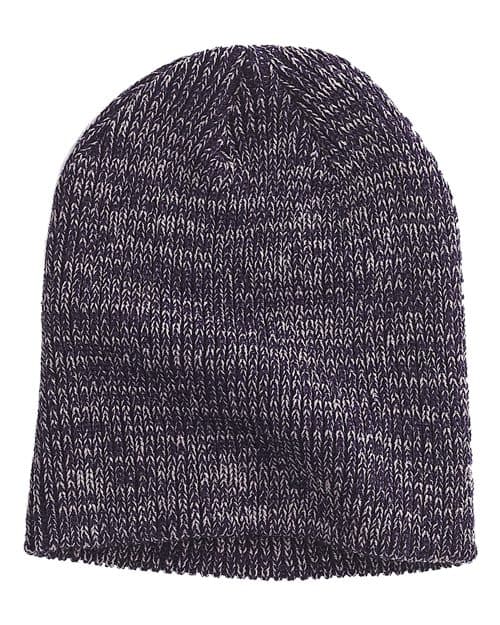 Ribbed Marled Beanie — Black/ Grey