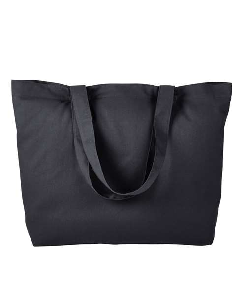 Cotton Twill Horizontal Shopper — Black