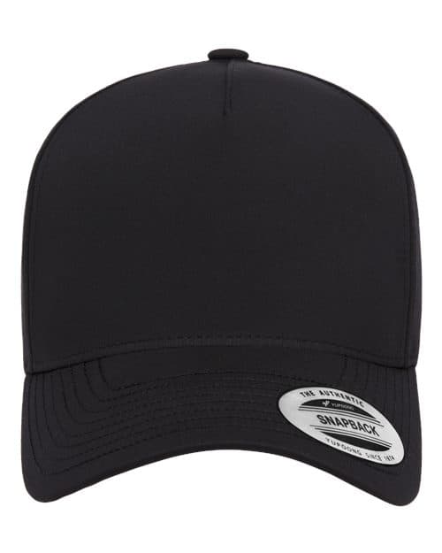 Five-Panel Snapback with Perforated Cap — Black