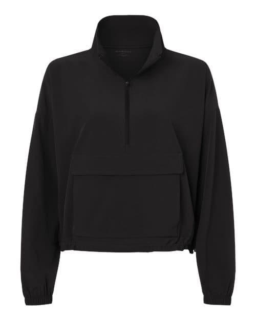 Women's Stretch Woven Quarter-Zip Pullover — Black