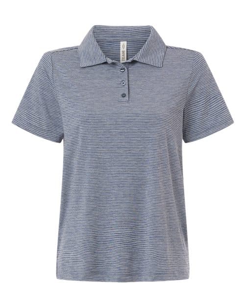 Women's Relay Heathered Stripe Polo — Sport Dark Navy Heather/ White
