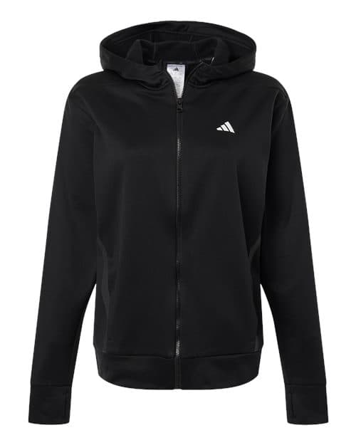 Women's Game & Go Fleece Full-Zip Hooded Sweatshirt — Black/ White