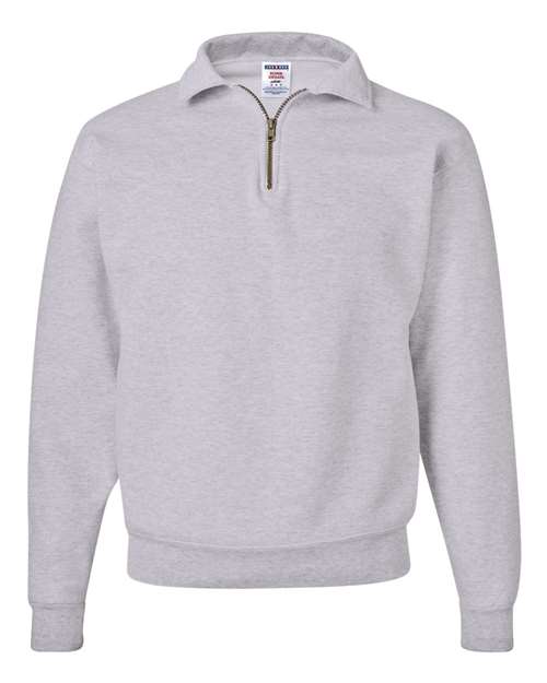 Unisex Super Sweats NuBlend® Quarter-Zip Cadet Collar Sweatshirt — Ash