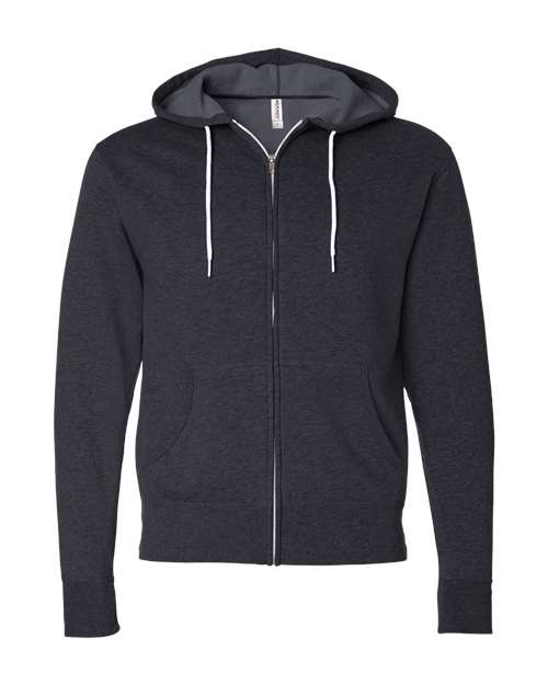 Unisex Lightweight Full-Zip Hooded Sweatshirt — Charcoal Heather