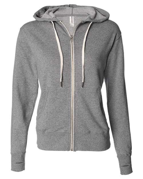 Unisex Heathered French Terry Full-Zip Hooded Sweatshirt — Salt & Pepper