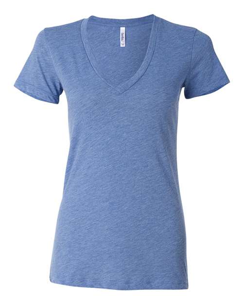 Women’s Triblend Deep V-Neck Tee — Blue Triblend