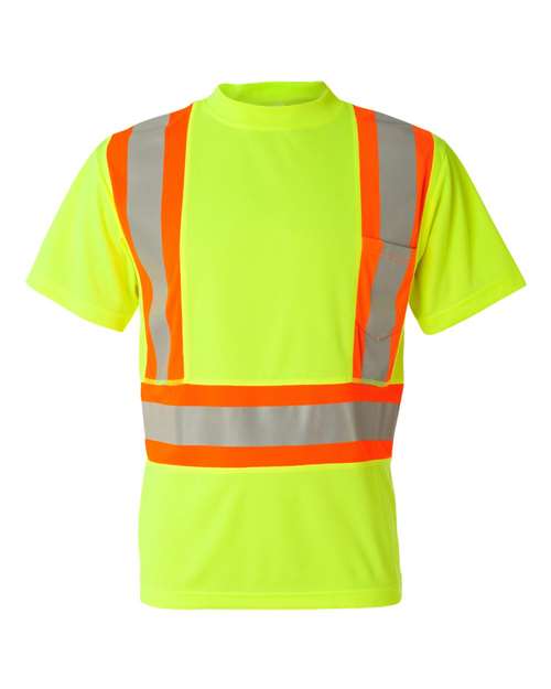 Unisex Class 2 Flat Stitch Self-Fabric Panels T-Shirt — Lime