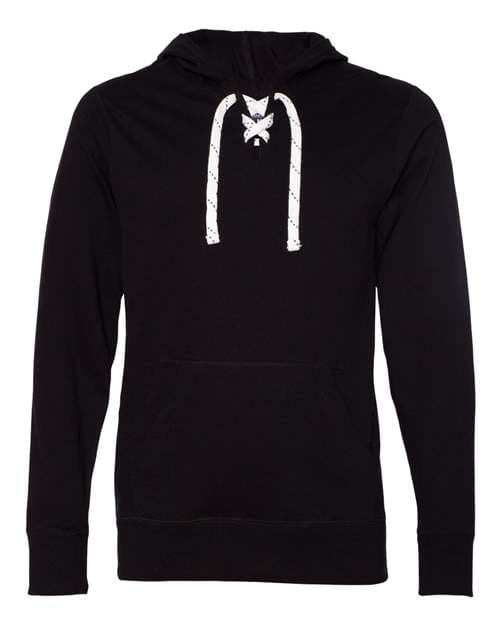 Unisex Jersey Sport Lace Hooded Pullover — Black