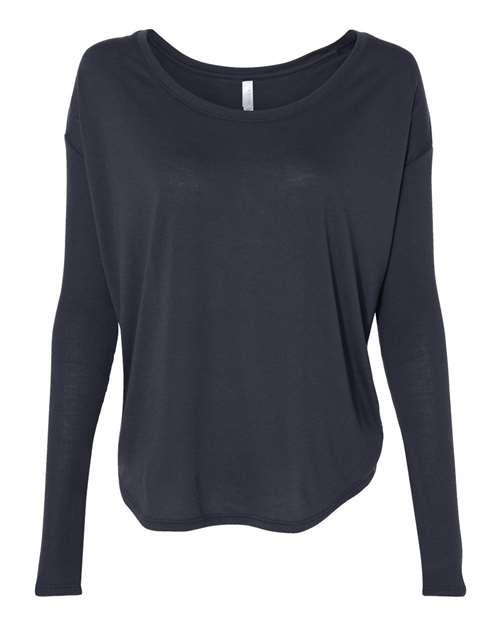 Women’s Flowy 2x1 Ribbed Long Sleeve Tee — Midnight
