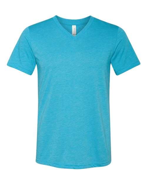 Unisex Triblend V-Neck Tee — Aqua Triblend