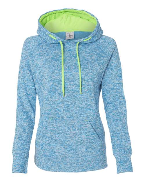 Women’s Cosmic Fleece Hooded Sweatshirt — Electric Blue/ Neon Green