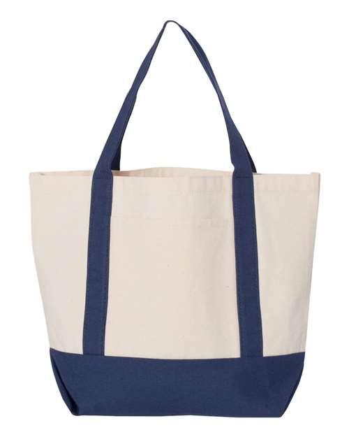 Seaside Boater Tote — Natural/ Navy