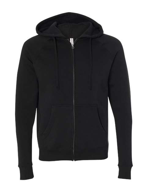 Unisex Special Blend Raglan Full-Zip Hooded Sweatshirt — Black
