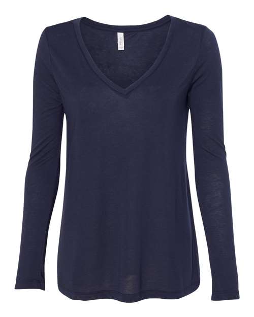 Women's Flowy Long Sleeve V-Neck Tee — Midnight