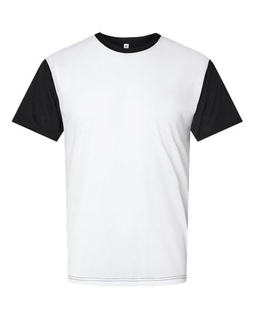 Men's Blackout Polyester Sublimation Tee — White/ Black