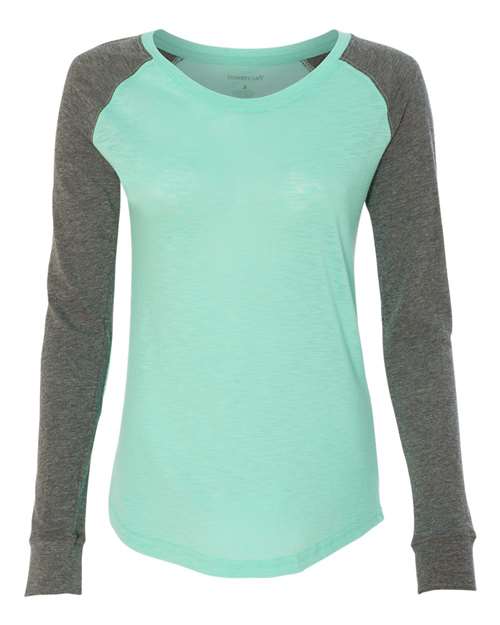 Women’s Preppy Patch Slub Long Sleeve T-Shirt — Mint/ Granite