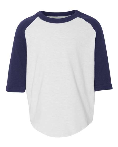 Toddler Three-Quarter Sleeve Baseball Jersey — White/ Navy