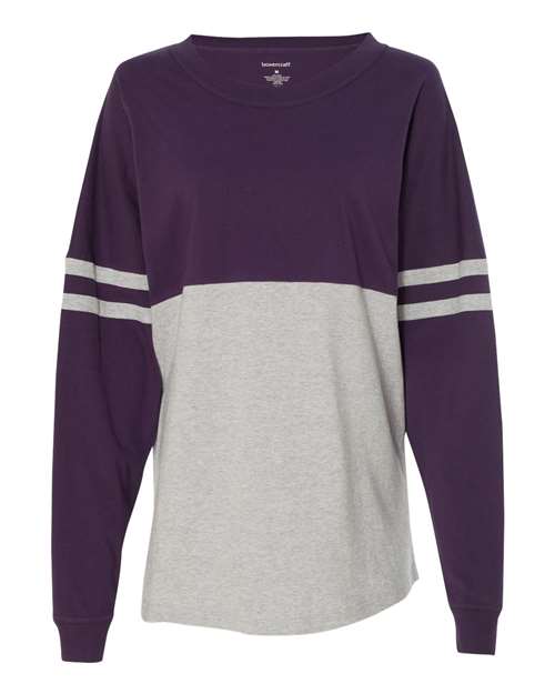 Women's Jersey Pom Pom Long Sleeve T-Shirt — Purple/ Oxford
