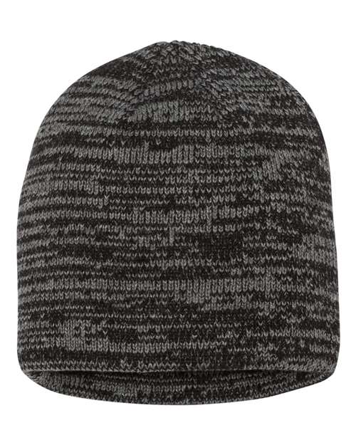 8" Marled Beanie — Black/ Dark Grey
