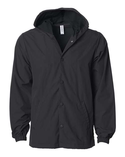 Men's Water-Resistant Hooded Windbreaker — Black/ Black