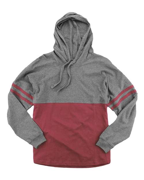 Women's Hooded Pom Pom Jersey T-Shirt — Granite/ Garnet