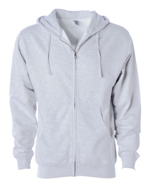 Unisex Midweight Full-Zip Hooded Sweatshirt — Ash Heather