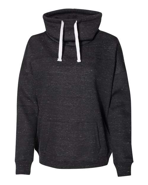 Women’s Mélange Fleece Cowl Neck Sweatshirt — Black