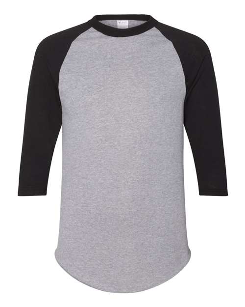 Unisex Three-Quarter Raglan Sleeve Baseball Jersey T-Shirt — Athletic Heather/ Black