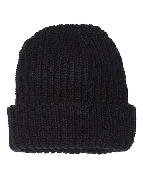 12" Chunky Cuffed Beanie — Black