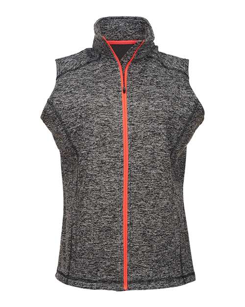 Women’s Cosmic Fleece Vest — Charcoal Fleck/ Fire Coral