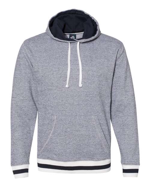 Unisex Peppered Fleece Lapover Hooded Sweatshirt — Pepper/ Navy