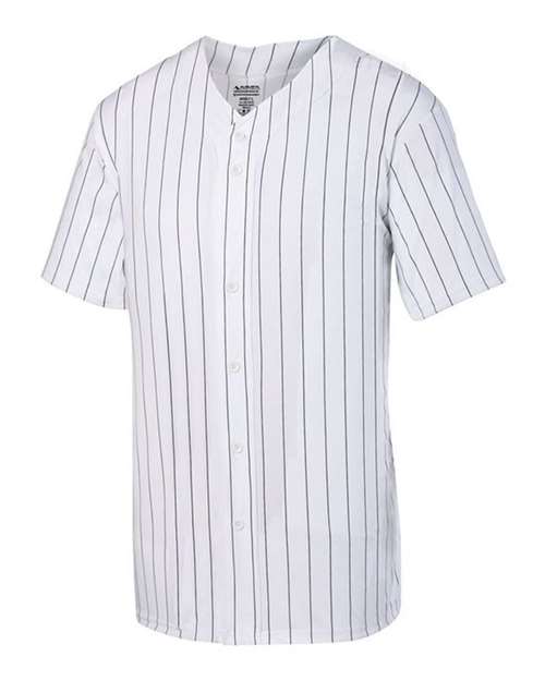 Youth Pinstripe Full Button Baseball Jersey — White/ Black