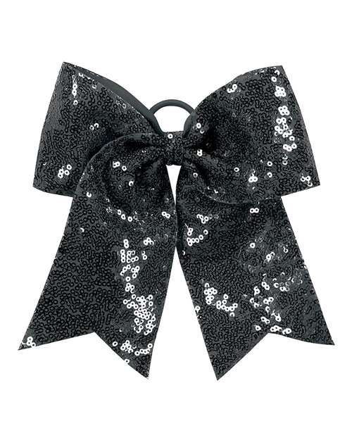 Sequin Cheer Hair Bow — Black